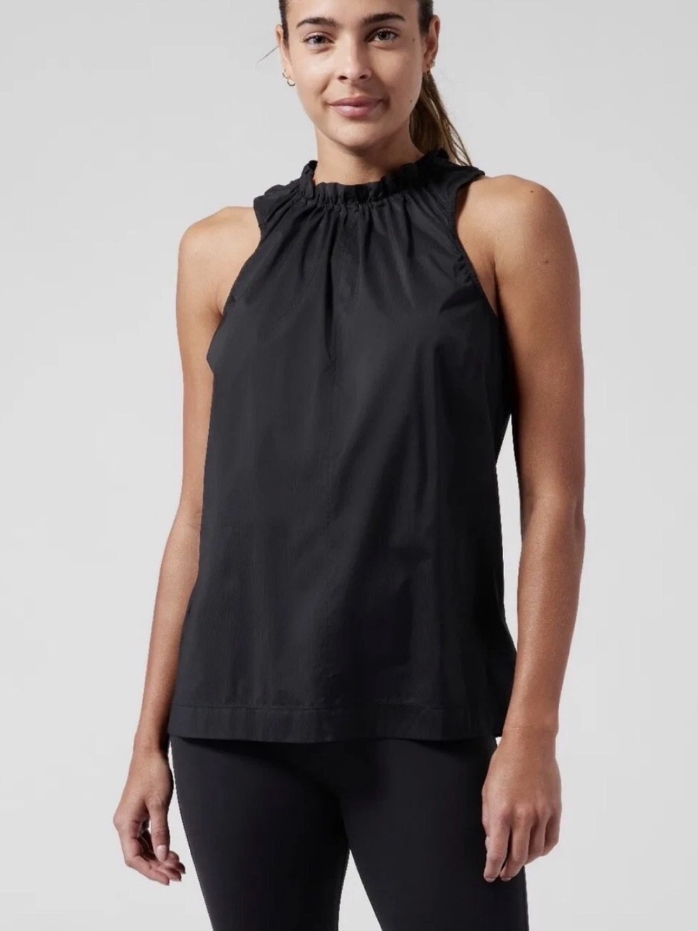Athleta Black levitate Ruffle-Neck Halter Tank